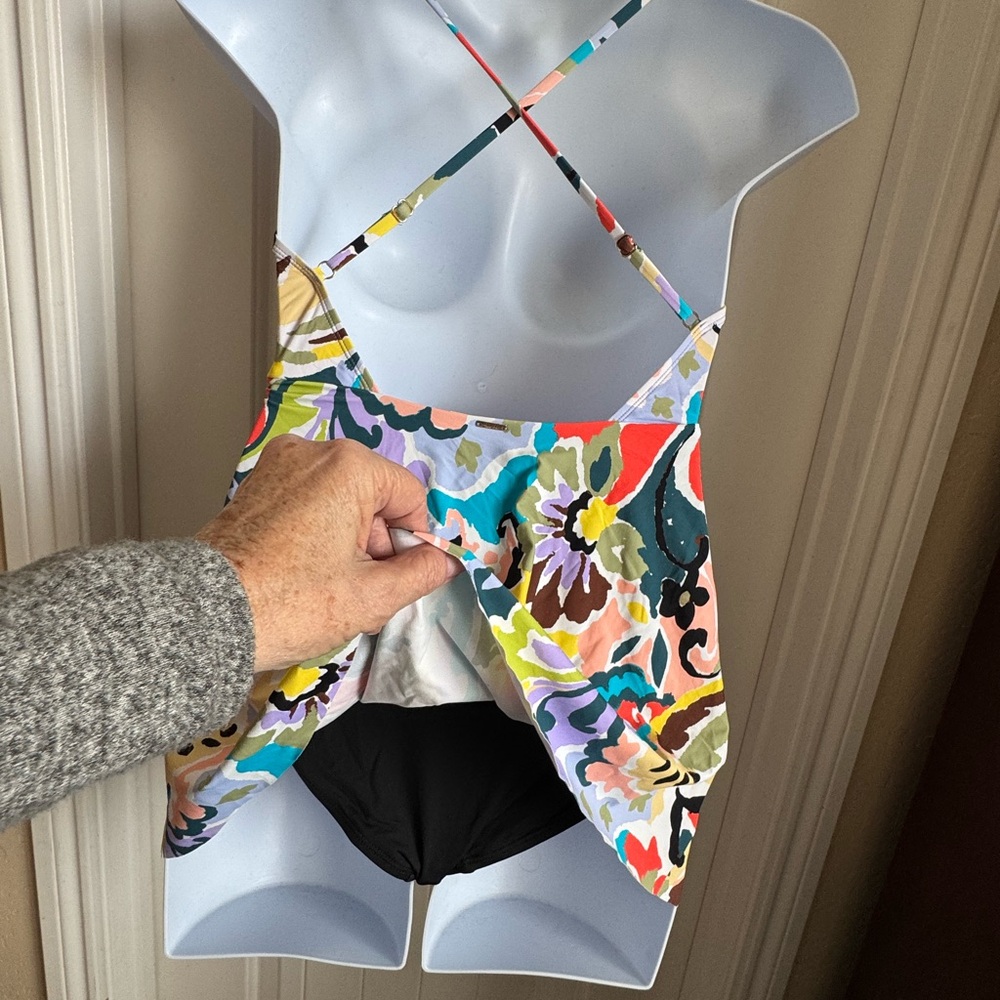 NWT Anne Cole Multicolor Anne Surplice Maillot Swim Dress, size 14 runs small - Picture 8 of 8